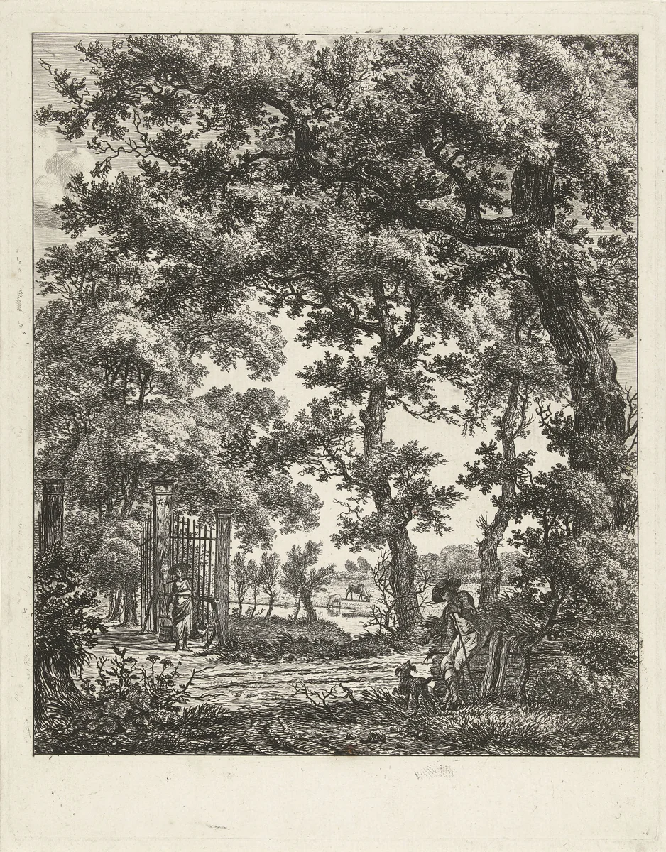 Landschap met vrouw met juk by Hermanus Fock, print, 1781-1822