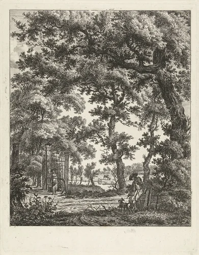 Landschap met vrouw met juk by Hermanus Fock, print, 1781-1822