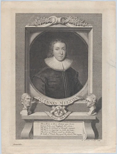 John Milton, Age 21 by George Vertue, print, 1747