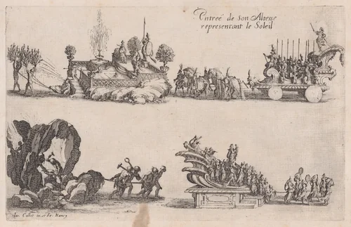 Entrée du duc Charles IV (Entrance of Duke Charles IV), from Le Combat a la Barrière in the Palace at Nancy by Henri Humbert, printed by Sebastien Phillipe by Jacques Callot, print, 1627