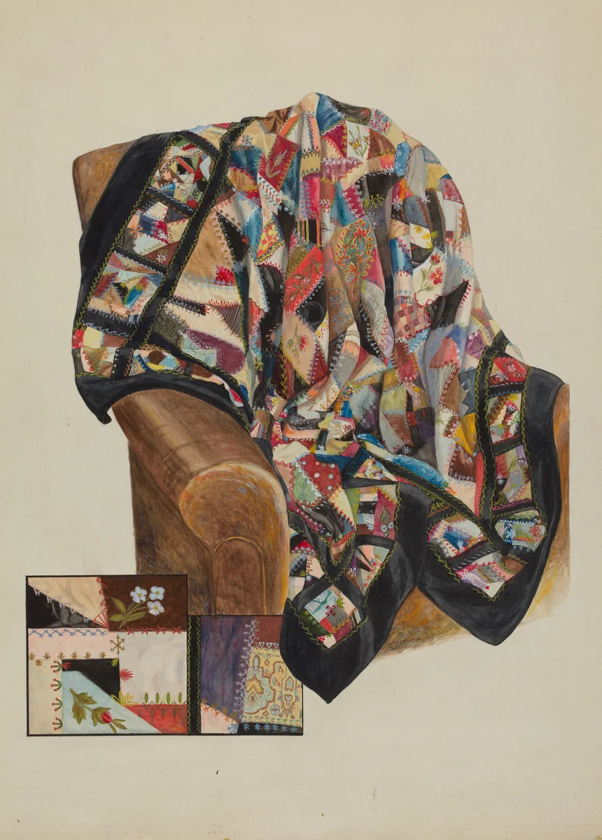 Crazy Quilt - Patchwork by Bertha Semple, index of american design, 1936