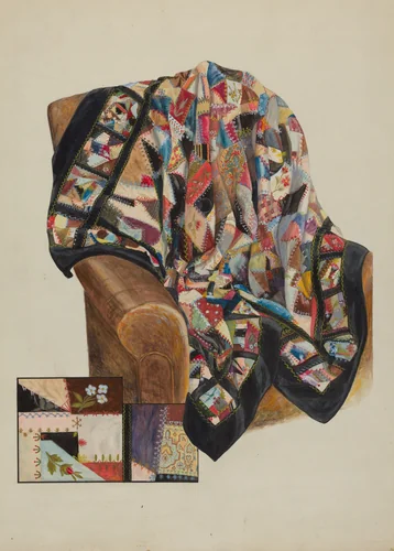Crazy Quilt - Patchwork by Bertha Semple, index of american design, 1936