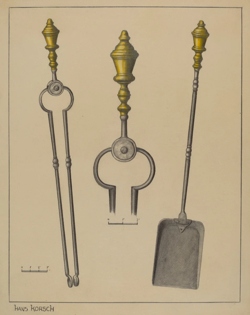 Fire Tongs and Shovel by Hans Korsch, index of american design, 1937