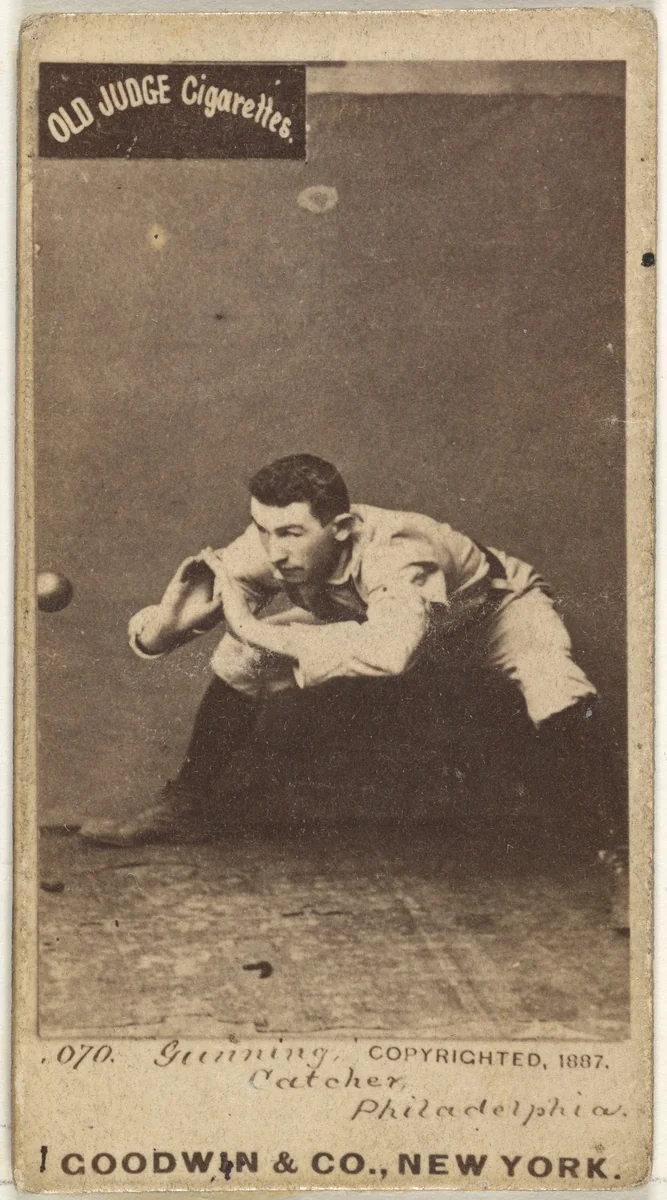 Thomas Francis Gunning, Catcher, Philadelphia, from the Old Judge series (N172) for Old Judge Cigarettes by Goodwin & Company, photograph, 1887