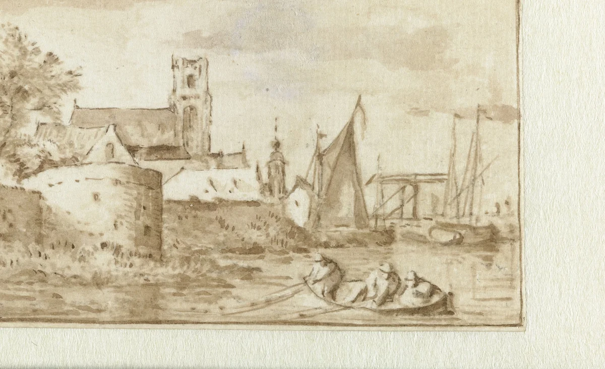 Stadswal by Allaert van Everdingen, drawing, 1631-1675