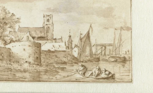 Stadswal by Allaert van Everdingen, drawing, 1631-1675