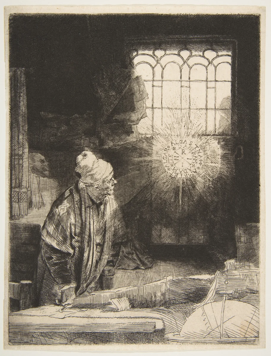 A Scholar in His Study ('Faust') by Rembrandt van Rijn, print, 1647-1657