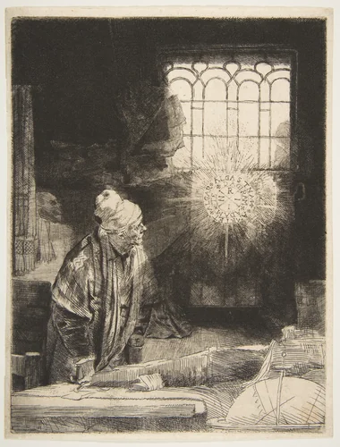 A Scholar in His Study ('Faust') by Rembrandt van Rijn, print, 1647-1657
