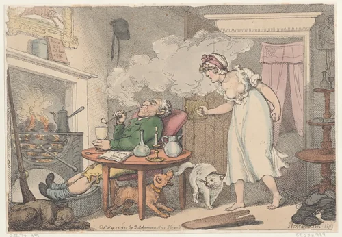 A White Sergeant giving the Word of Command: "Why don't you come to bed, you drunken sot?" by Thomas Rowlandson, print, 1807