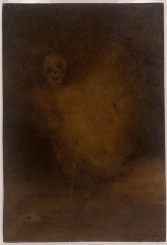 The Dream Finished by Death by Odilon Redon, drawing, 1886