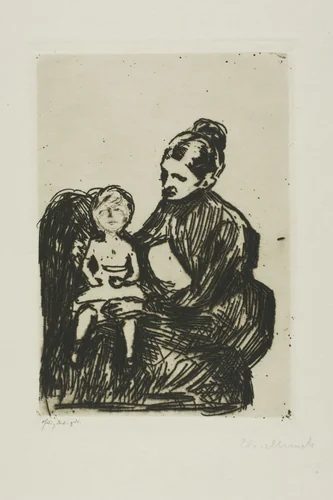 Nurse with a Boy/The Mother and the Crying Child by Edvard Munch, print, 1902