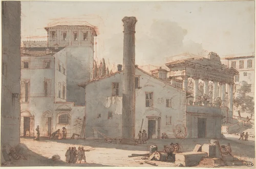 View of the Roman Forum with the Column of Phocas and the Temple of Saturn by Victor Jean Nicolle, drawing, 1770-1826