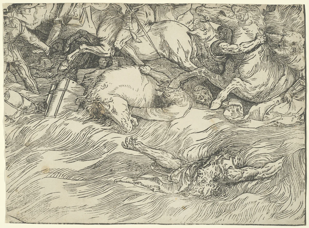 The Submersion of Pharaoh's Army in the Red Sea by Titian, print, 1510-1520