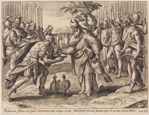 The Meeting of Abraham and Melchizedek, from The Story of Abraham by Adriaen Collaert, print, 1584-1585