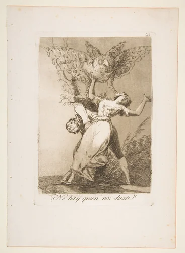 Plate 75 from "Los Caprichos": Is there no one to untie us? (¿No hay quien nos desate?) by Goya, print, 1799