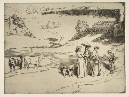 Les Demoiselles du village by Félix Bracquemond, print, 1869