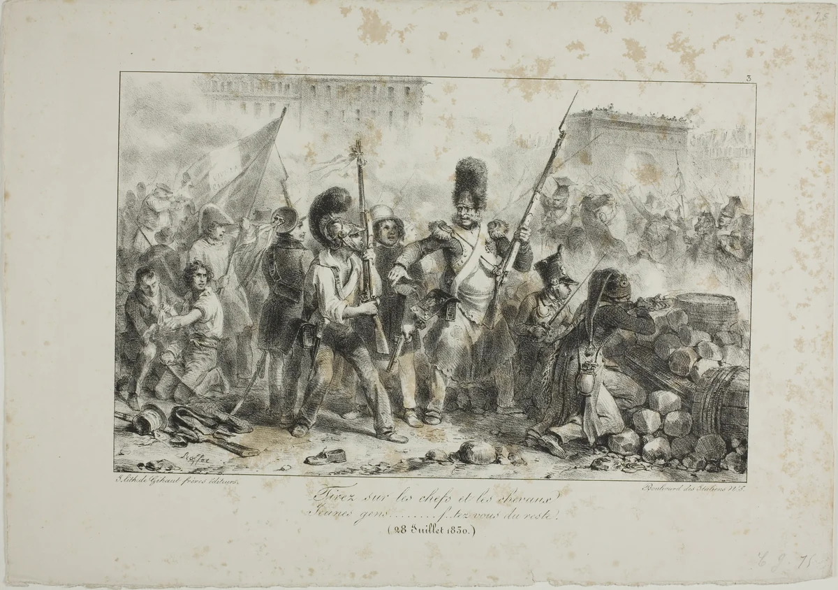 Fire on the Leaders and Cavalry... by Denis Auguste Marie Raffet, print, 1830-1831