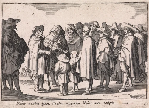 Musicerende en zingende bedelaars by anonymous, print, 1629