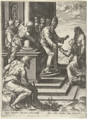 Presentatie van Maria in de tempel by anonymous, print, 1570-1620