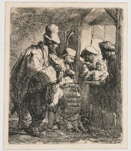 Straatmuzikanten by Rembrandt van Rijn, print, 1635
