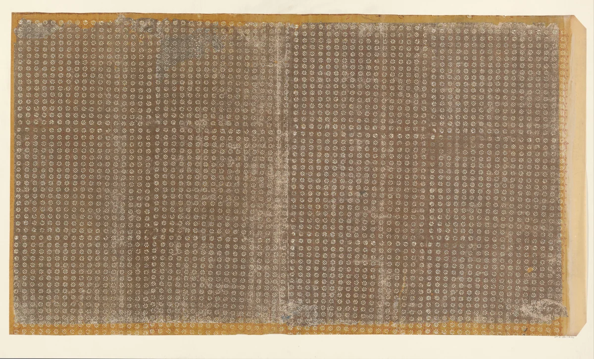 Blad met rasterpatroon van zeshoeken met bloemmotief en swastika (één van zes identieke bladen) by anonymous, other, 1850-1950