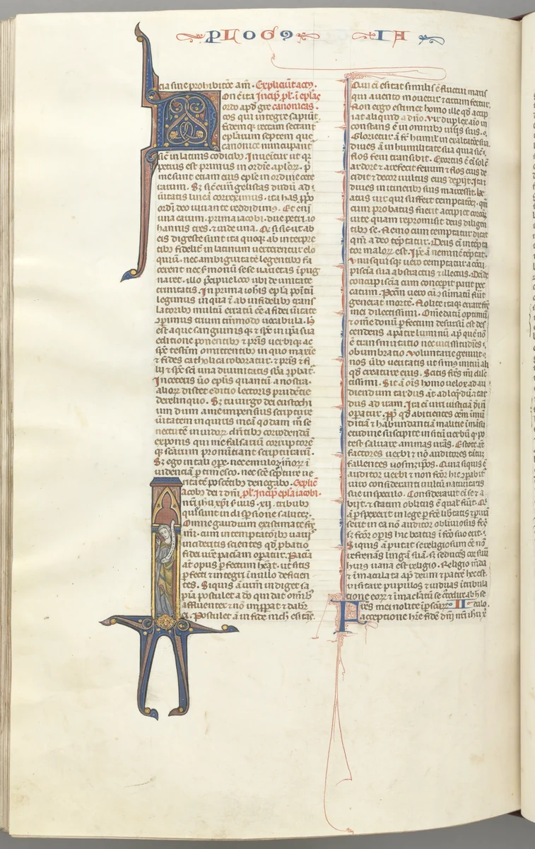 Fol. 476v, James, historiated initial I, James standing with a scroll by Unknown, book, 1270-1300