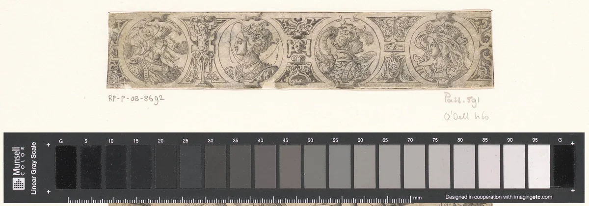 Fries met vier bustes in medaillons by Unknown, print, 1524-1562