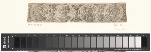 Fries met vier bustes in medaillons by Unknown, print, 1524-1562