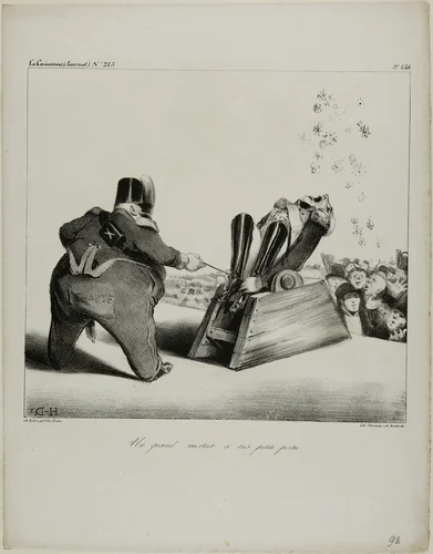A large mortar with a short range, plate 488 by Honoré-Victorin Daumier, print, 1834