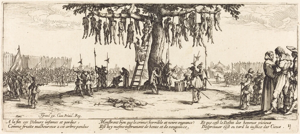 The Hanging by Jacques Callot, print, 1633