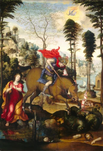 Saint George and the Dragon by Sodoma, painting, 1518
