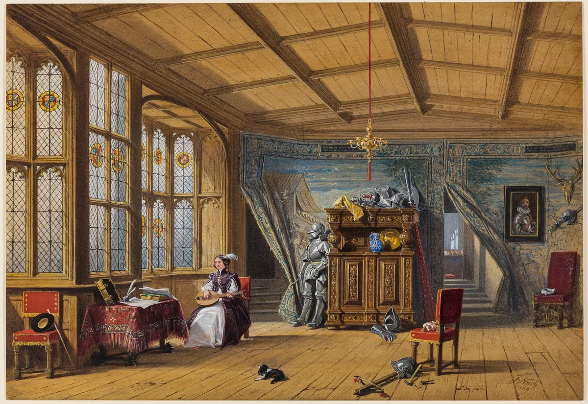 Room Leading to the Chapel, Knowle, Kent by Joseph Nash, painting, 1869