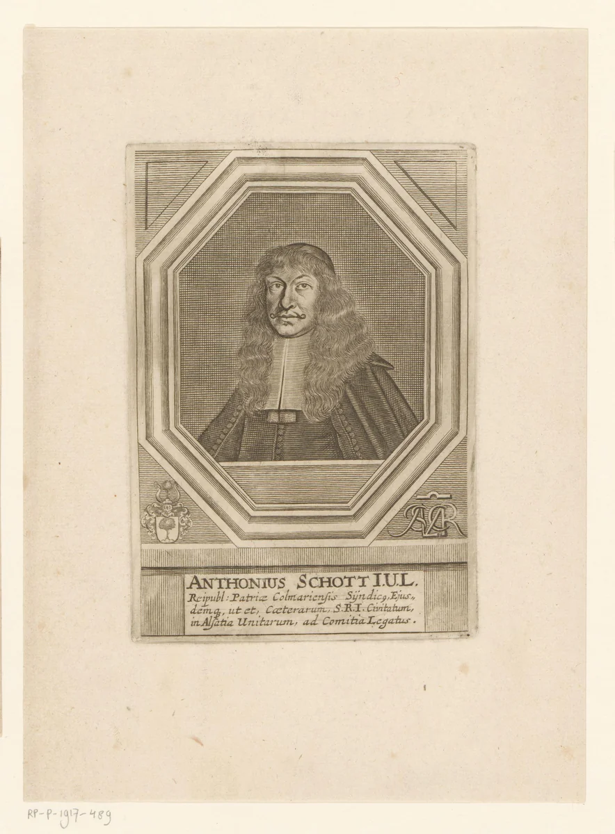 Portret van Anton Schott by Matthias van Sommer, print, 1667