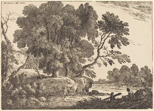 Landscape with Group of Trees Surrounded by Water by Richard Cooper II, print, 1802