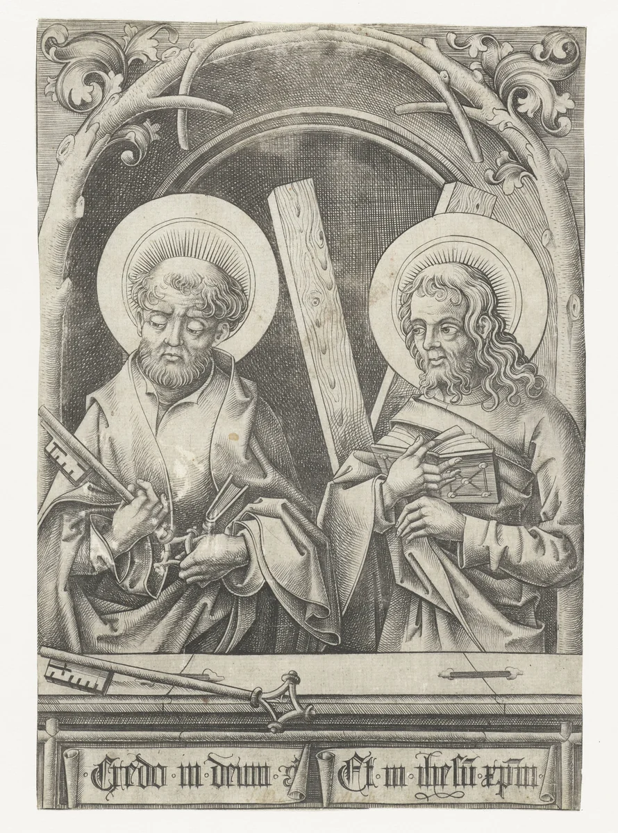 Petrus en Andreas by Israhel van Meckenem, print, 1455-1503