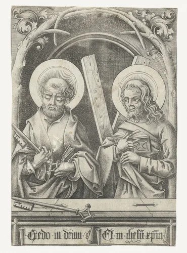 Petrus en Andreas by Israhel van Meckenem, print, 1455-1503