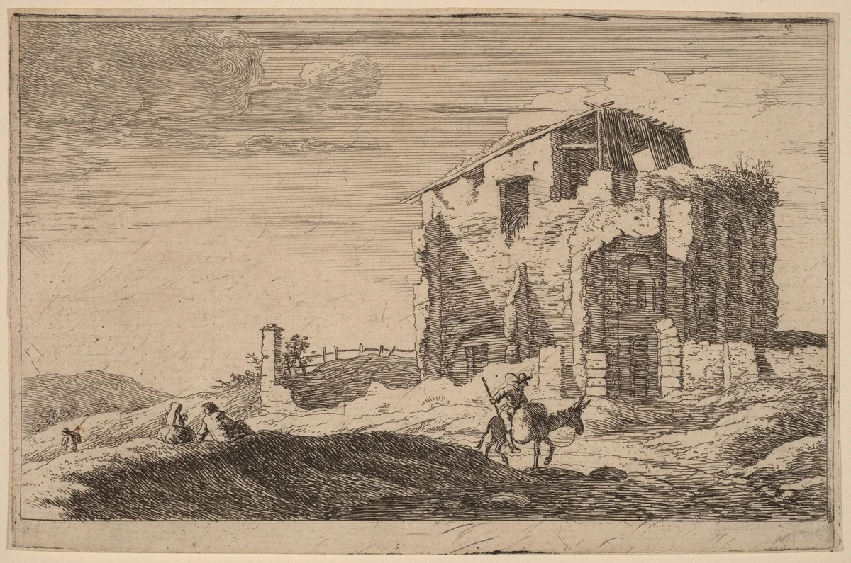View of a Ruined Building by Herman van Swanevelt, print, 1600-1655