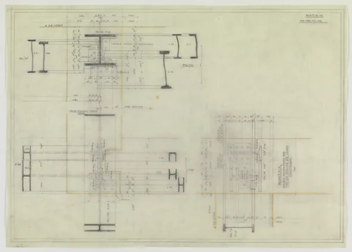 Hermann Lange House, Krefeld, Germany (Framing system. Joining detail sections.) by Ludwig Mies van der Rohe, mies van der rohe archive, 1927