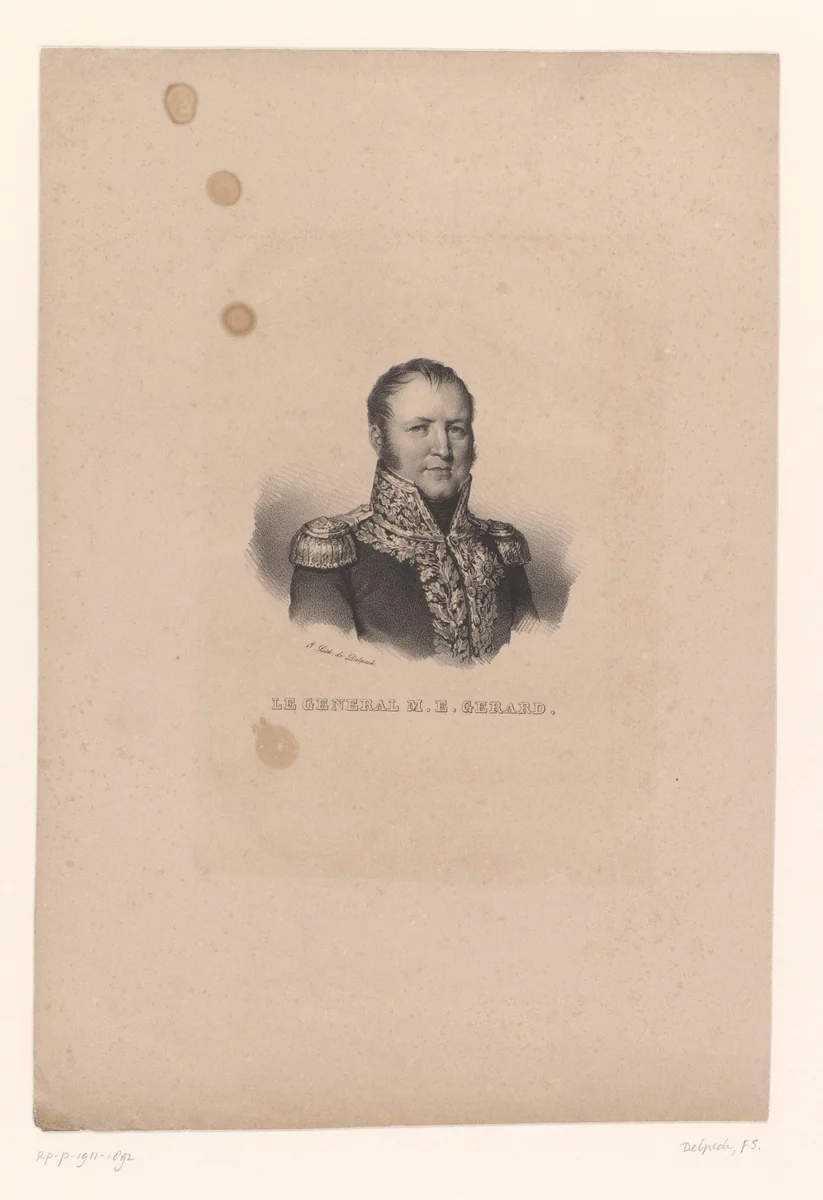 Portret van generaal Étienne Maurice Gérard by anonymous, print, 1818-1842