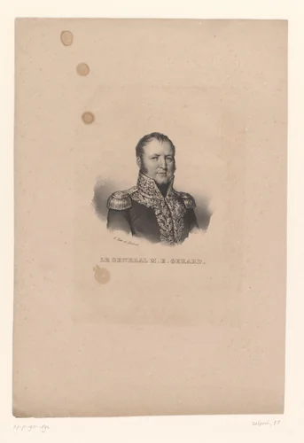 Portret van generaal Étienne Maurice Gérard by anonymous, print, 1818-1842