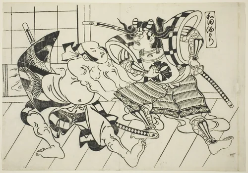 Wada’s Banquet (Wada sakamori), from the series "Famous Scenes from Japanese Puppet Plays (Yamato irotake)" by Okumura Masanobu (奥村政信), print, 1700-1711