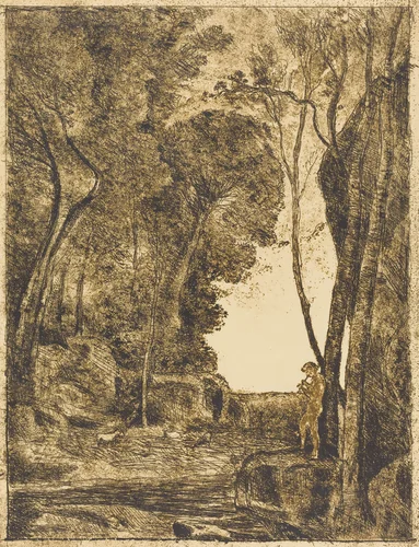Little Shepherd, 1st Plate (Le Petit Berger) by Jean-Baptiste-Camille Corot, print, 1855