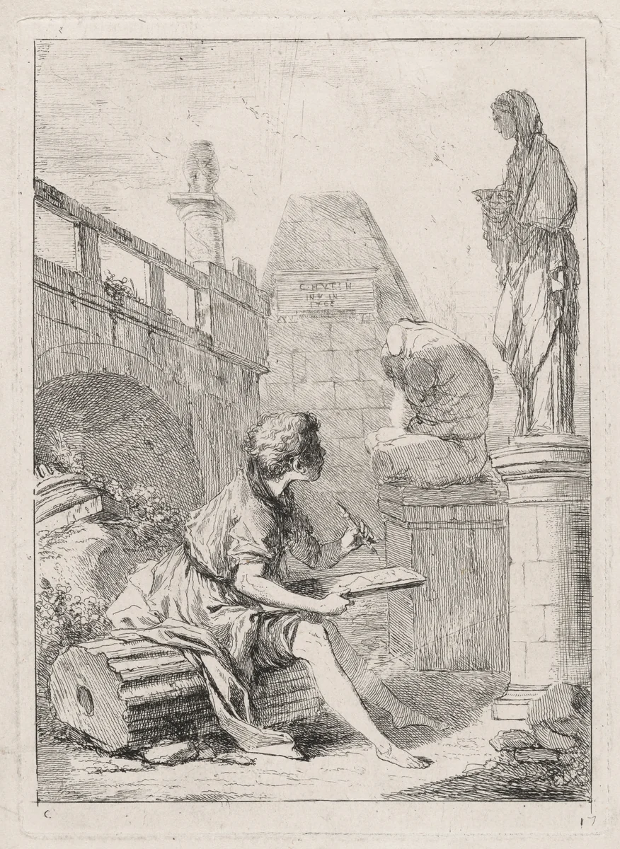 The Draftsman (Le dessinateur) by Charles François Hutin, print, 1763
