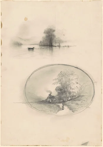 Seascape and Landscape by American 19th Century, drawing, 1854-1864