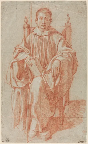 Seated Youth Wearing a Monk's Habit: Study for Saint Benedict by Bartolomeo Cesi, drawing, 1590