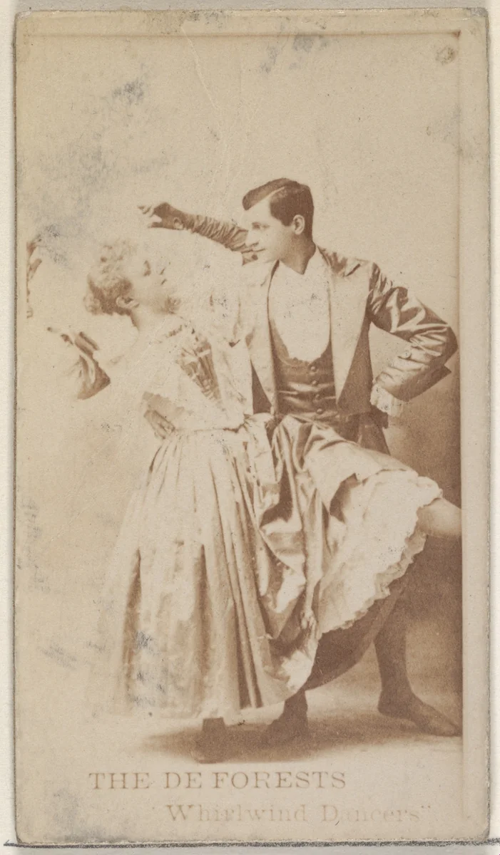 The Deforests, Whirlwind Dancers, from the Actors and Actresses series (N45, Type 8) for Virginia Brights Cigarettes by Allen & Ginter, photograph, 1885-1891