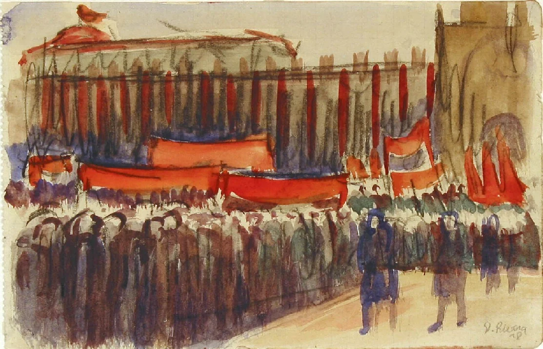 May Day, Moscow by Diego Rivera, drawing, 1928