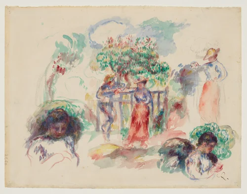 Figures under a Tree by Auguste Renoir, drawing, 1880-1882