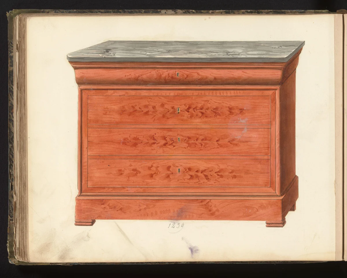 Ontwerp voor een secretaire by anonymous, drawing, 1825-1839