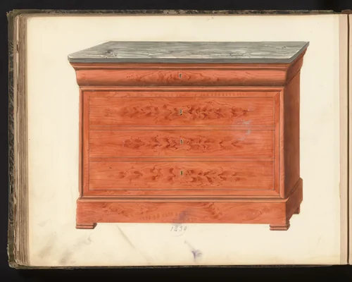 Ontwerp voor een secretaire by anonymous, drawing, 1825-1839